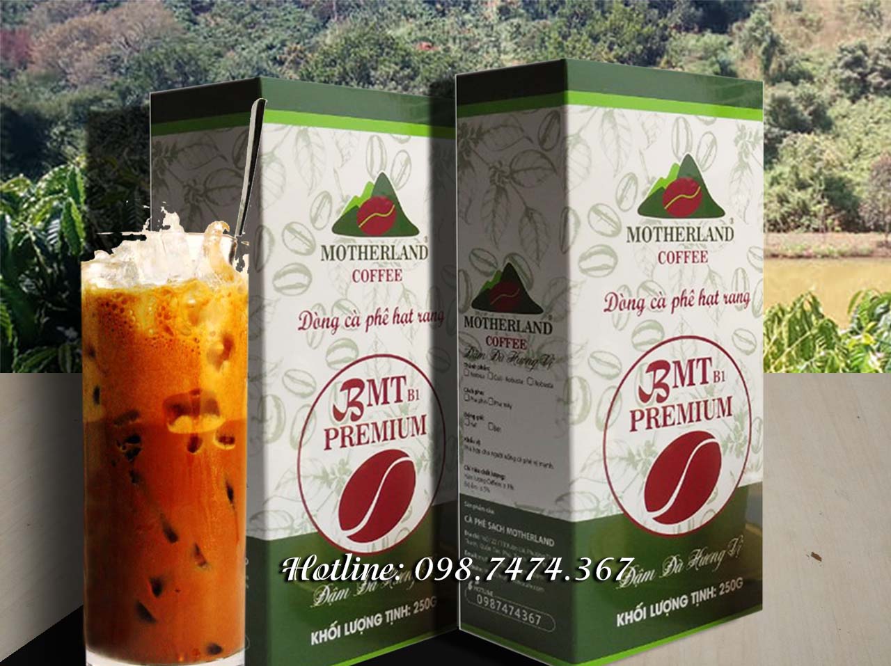 cà phê pha phin nguyên chất Motherland gói 250g